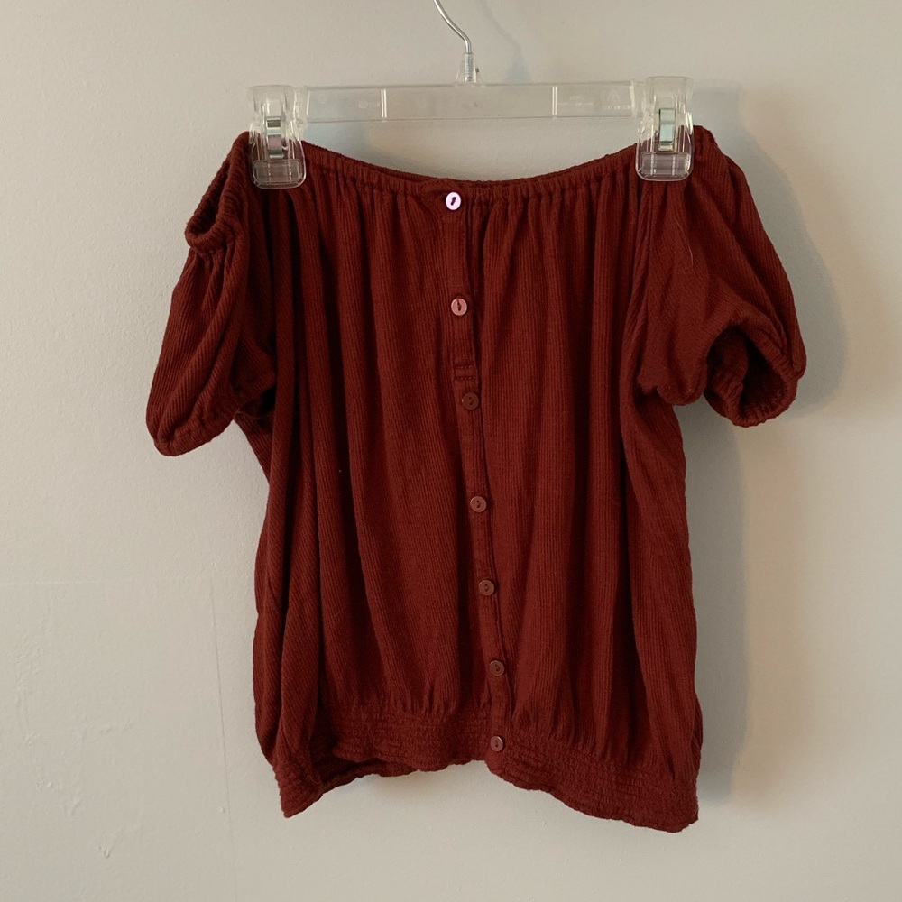 AEROPOSTALE Maroon Off-the-Shoulder Top